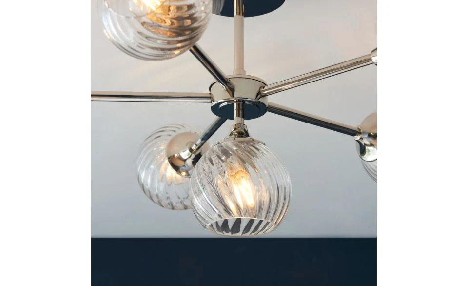 Furze 6Lt/ 8Lt Multi-Arm Pendant - Antique Brass/Bright Nickel - Image 8