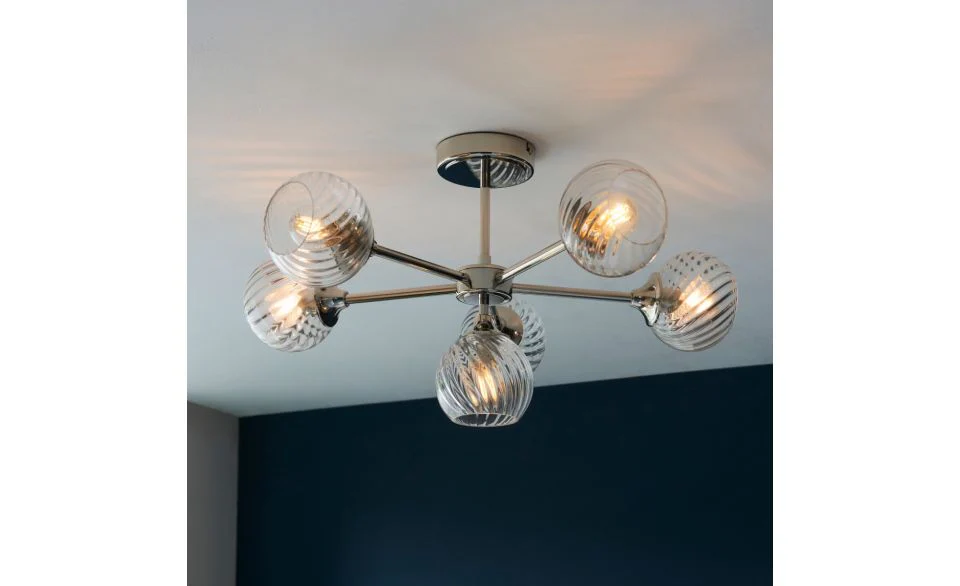 Furze 6Lt/ 8Lt Multi-Arm Pendant - Antique Brass/Bright Nickel - Image 9
