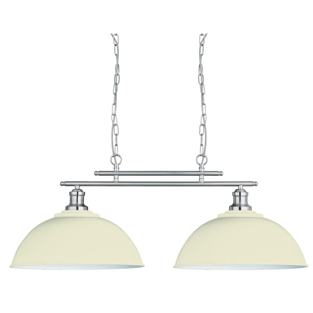 Fusion 2Lt Bar Ceiling Pendant Cream Metal Shades - Image 4