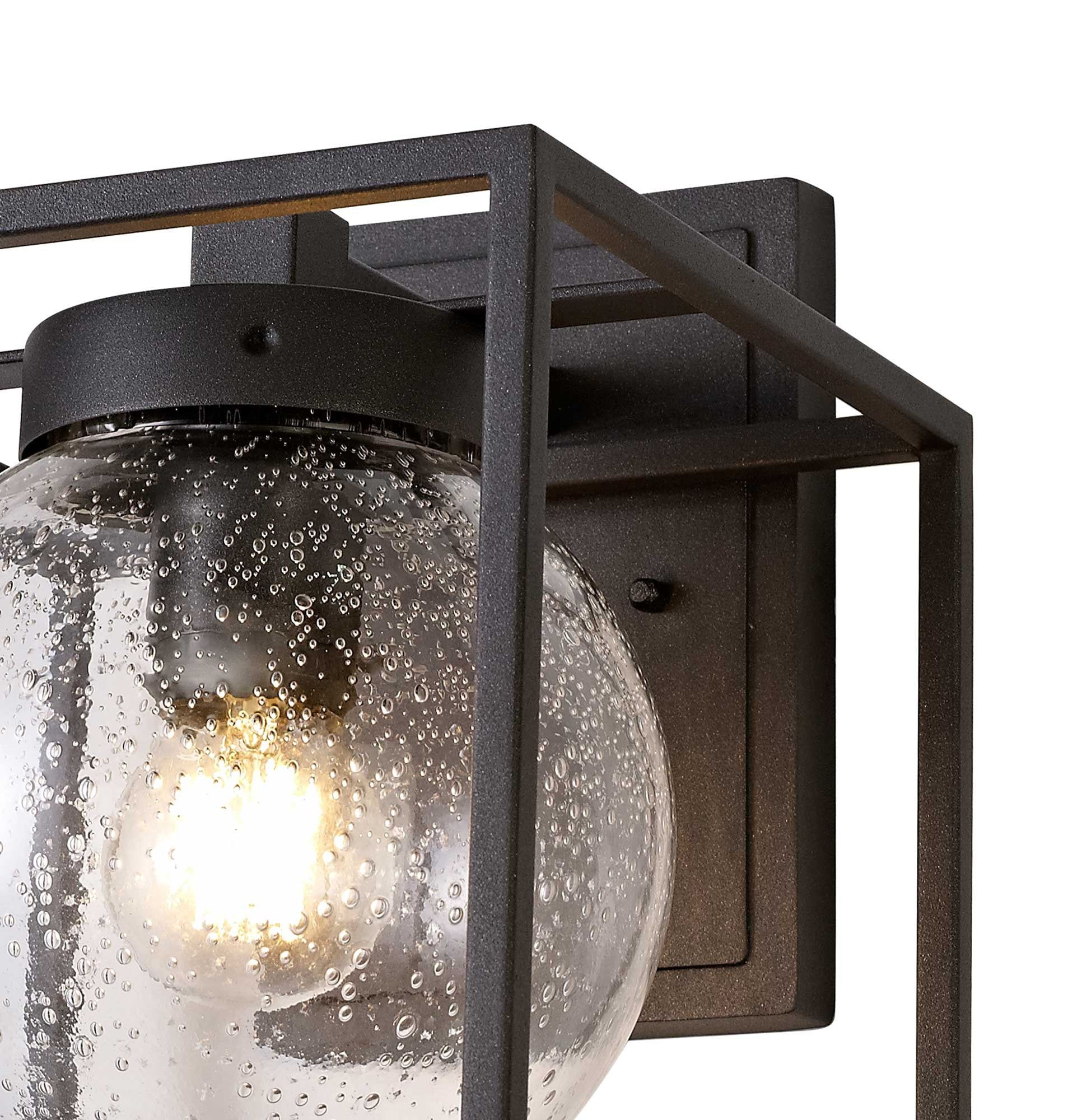 Fusion Down Wall Lamp, 1 x E27, IP54, Anthracite/Clear Seeded Glass, 2yrs Warranty - Image 5