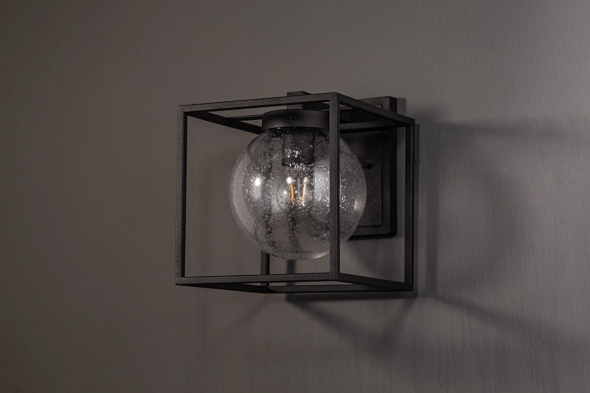 Fusion Down Wall Lamp, 1 x E27, IP54, Anthracite/Clear Seeded Glass, 2yrs Warranty - Image 6