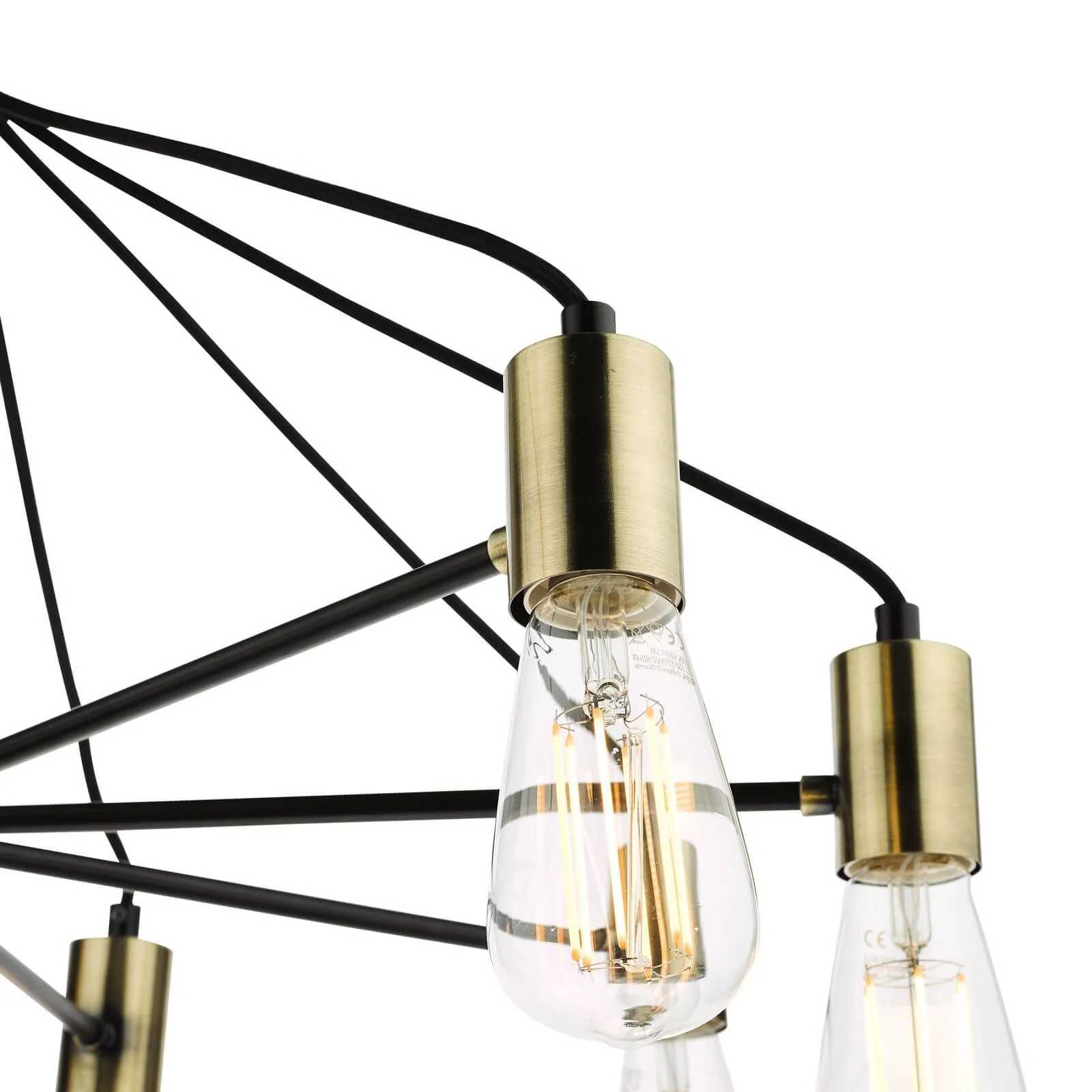 Gabriel 8Lt Centre Ceiling Light - Satin Black & Antique Gold Finish - Image 2