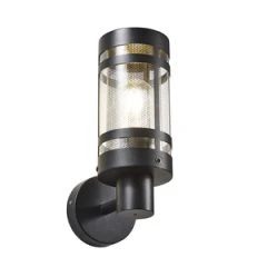 Gada 1Lt Outdoor Wall Light - Black with Brushed Steel Mesh  /Brass Mesh - Image 2