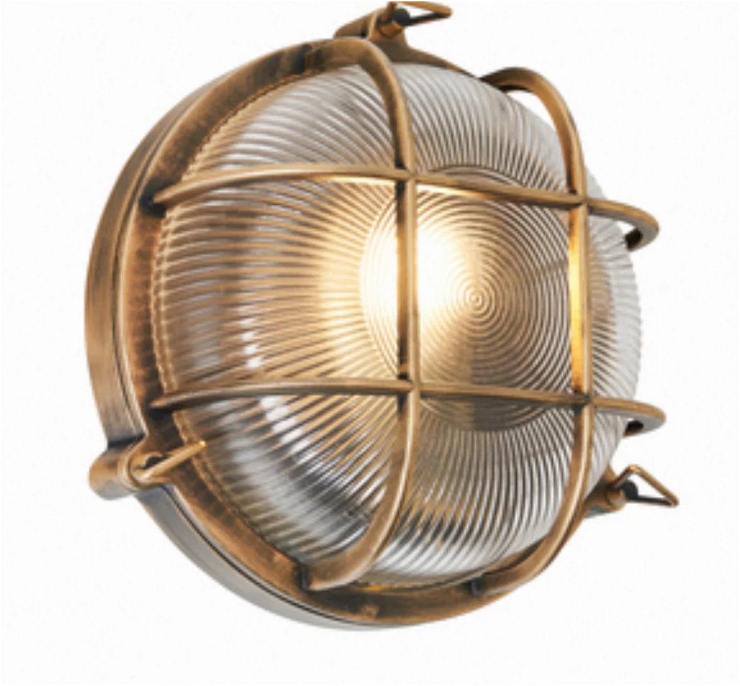 Gali Caged Round Bulkhead Wall Light- Silver/ Gold Finish - Image 2