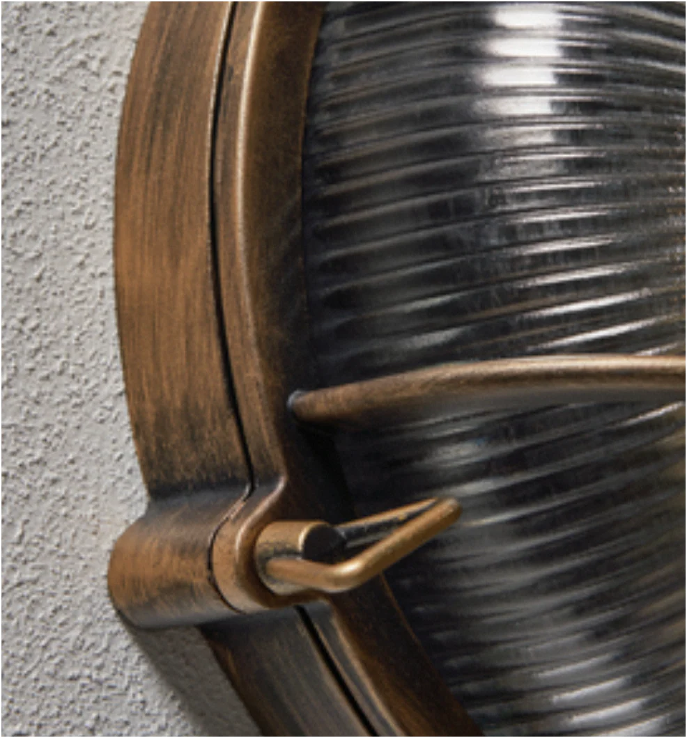 Gali Caged Round Bulkhead Wall Light- Silver/ Gold Finish - Image 3