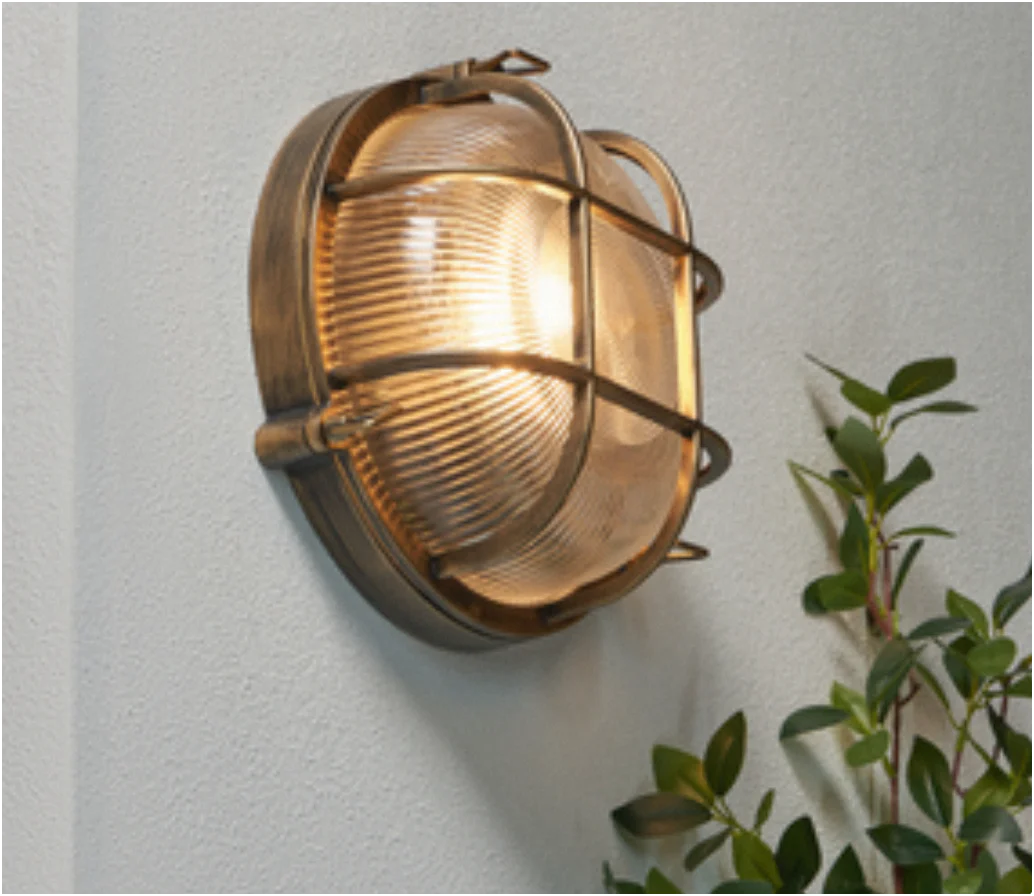 Gali Caged Round Bulkhead Wall Light- Silver/ Gold Finish - Image 4