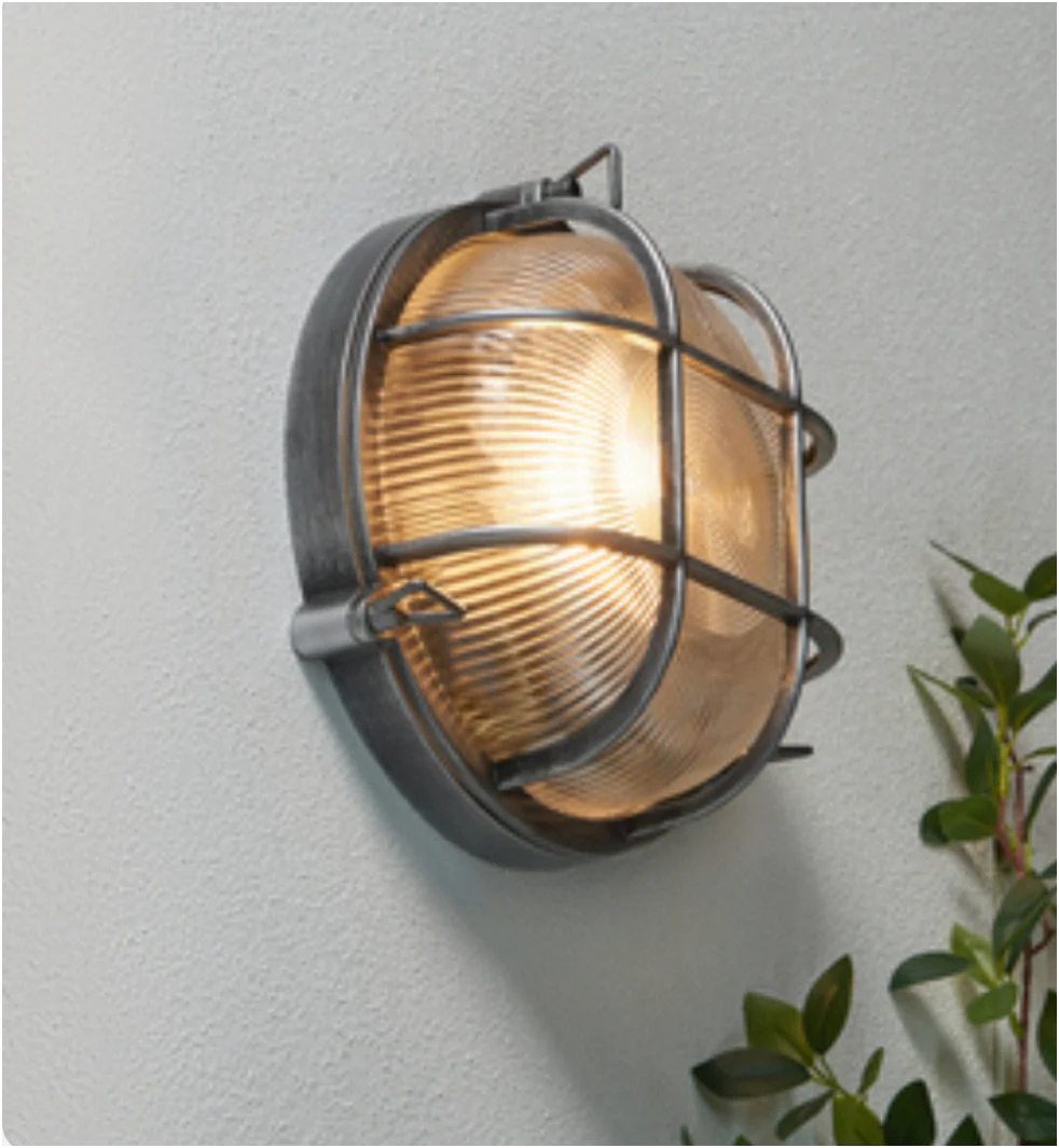 Gali Caged Round Bulkhead Wall Light- Silver/ Gold Finish - Image 7