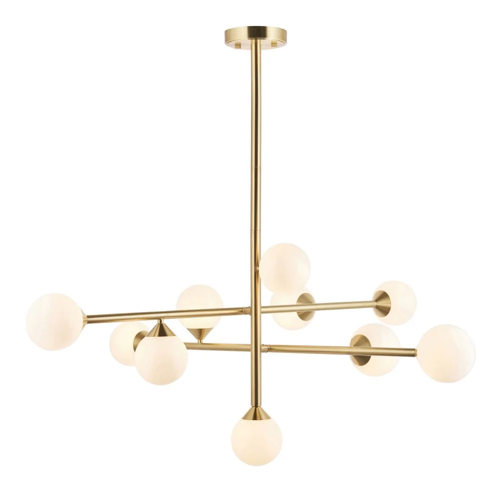 Gallant 10 Light Ceiling Light - Satin Brass/Black Chrome Finish - Image 2
