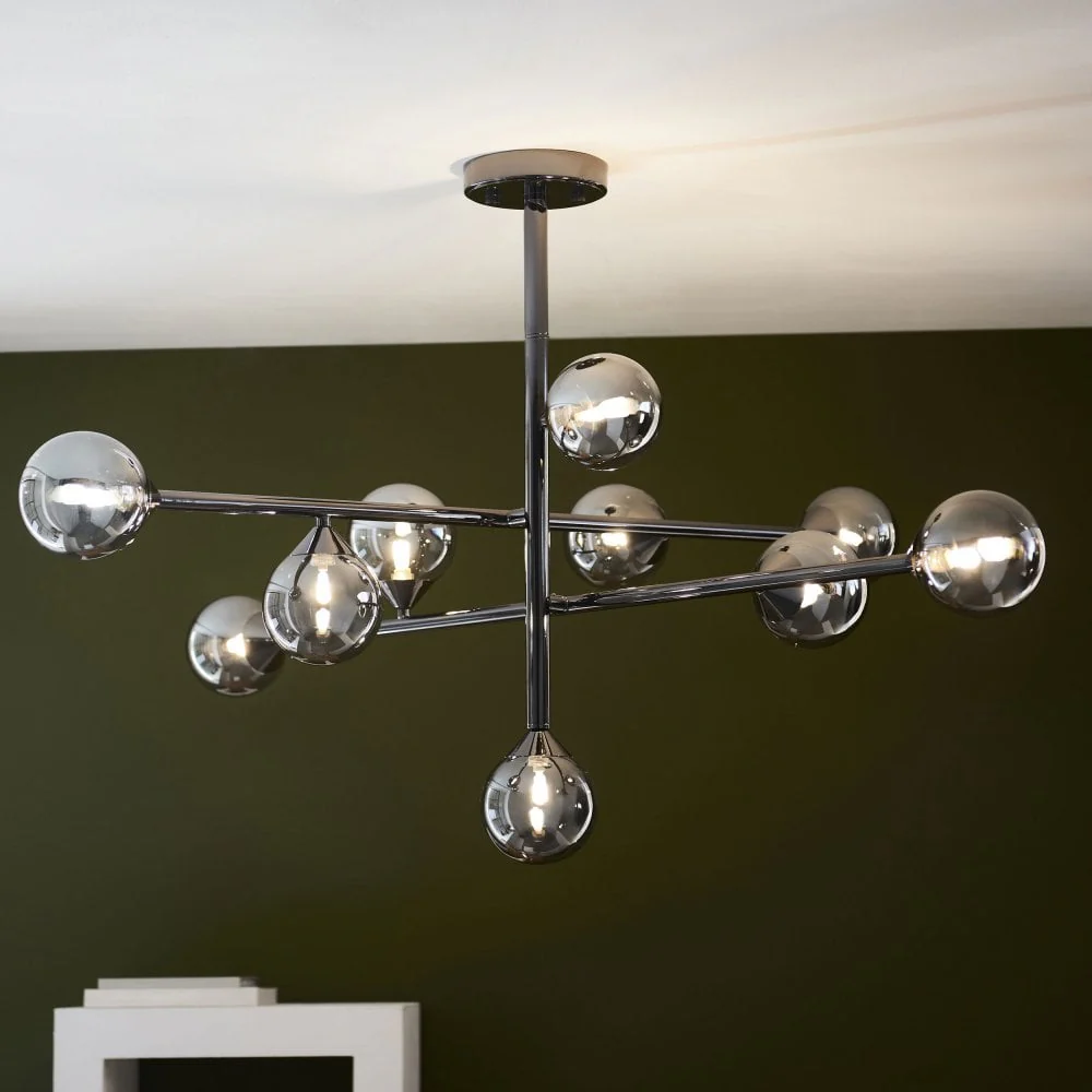 Gallant 10 Light Ceiling Light - Satin Brass/Black Chrome Finish - Image 3