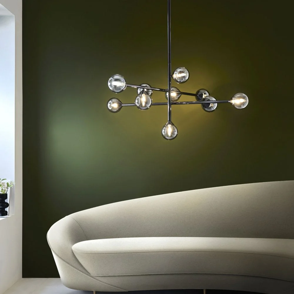 Gallant 10 Light Ceiling Light - Satin Brass/Black Chrome Finish - Image 4