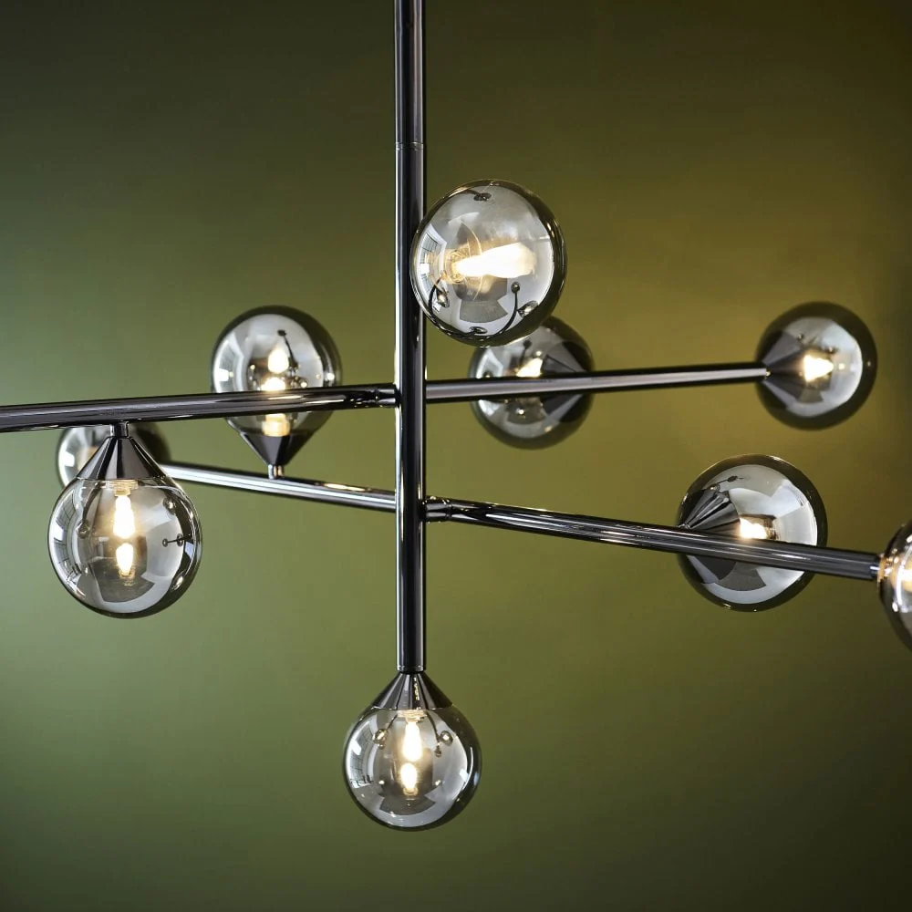 Gallant 10 Light Ceiling Light - Satin Brass/Black Chrome Finish - Image 5