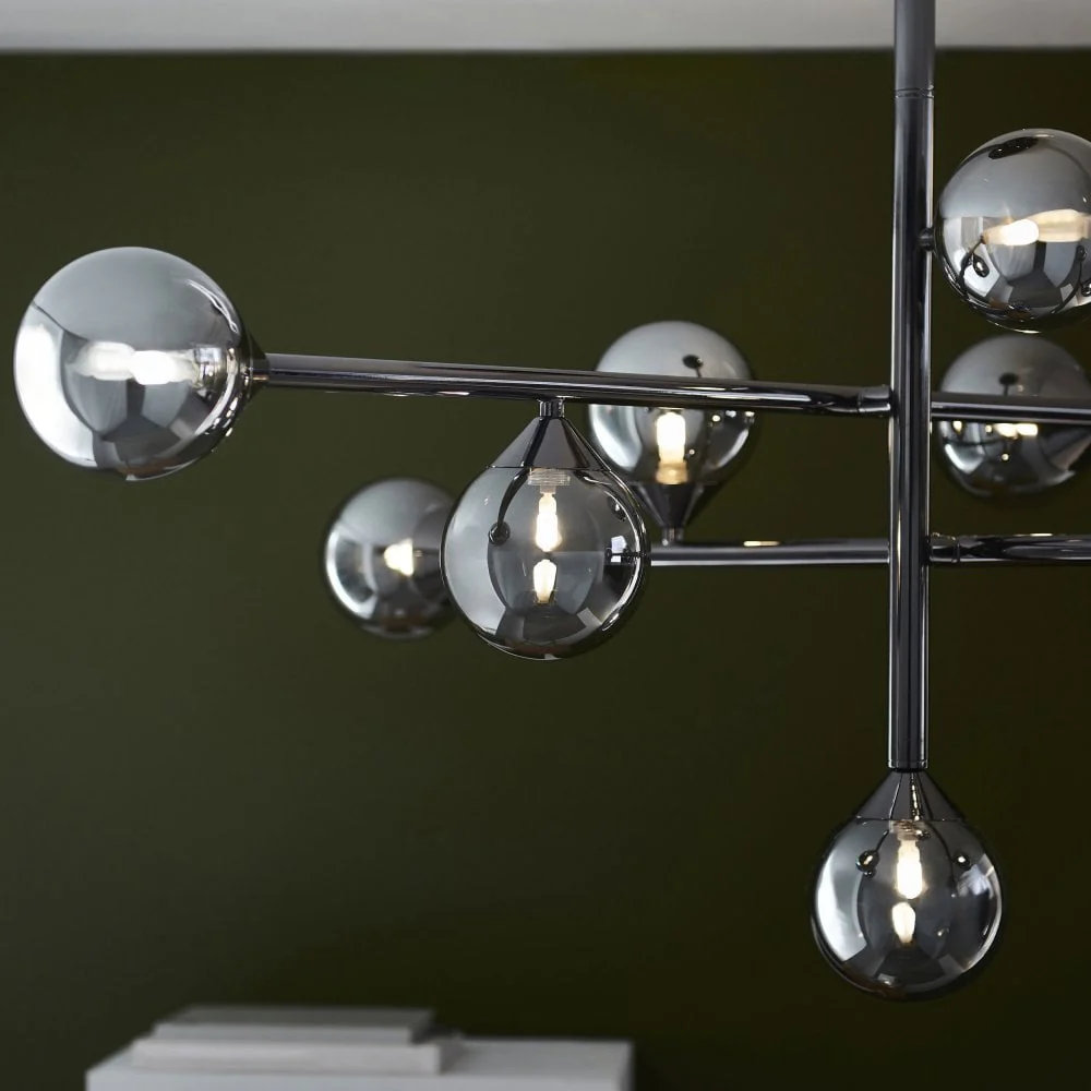 Gallant 10 Light Ceiling Light - Satin Brass/Black Chrome Finish - Image 6