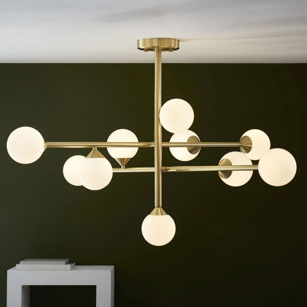 Gallant 10 Light Ceiling Light - Satin Brass/Black Chrome Finish - Image 8