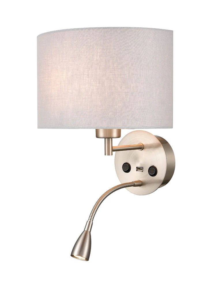 Gallic Reading Wall Bracket with USB/LED E27 + LED 
Satin Nickel - Image 10