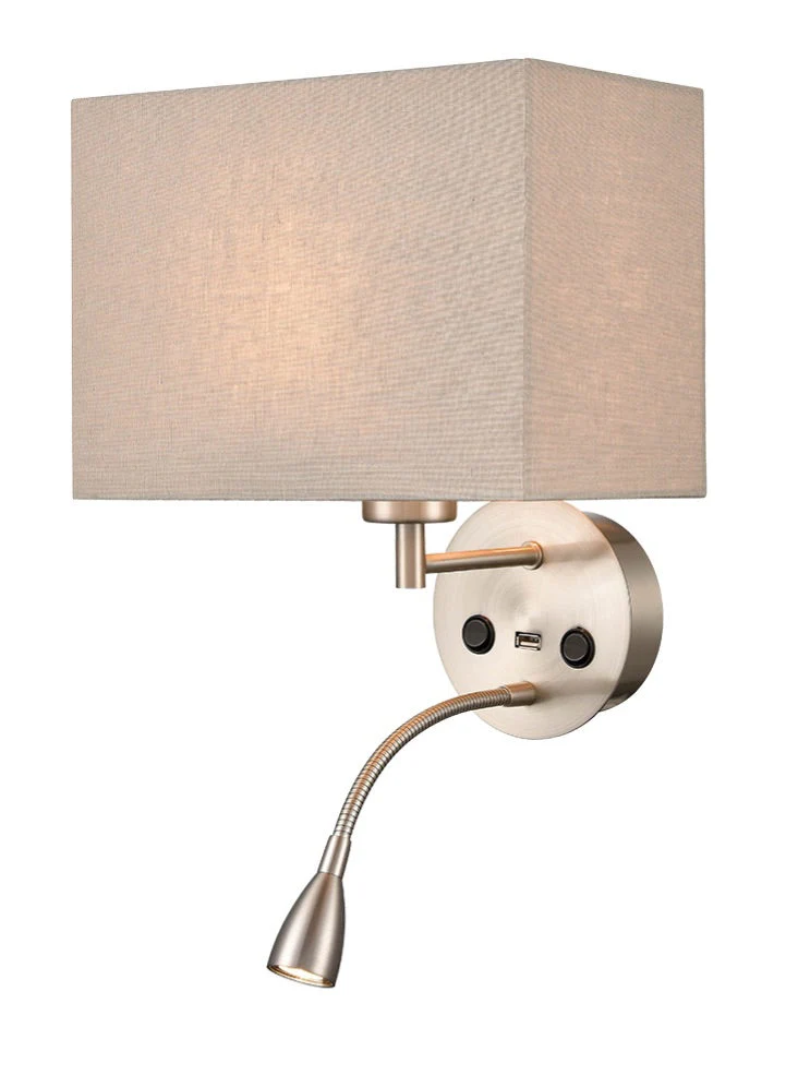Gallic Reading Wall Bracket with USB/LED E27 + LED 
Satin Nickel - Image 11