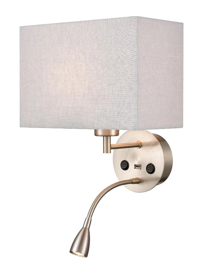 Gallic Reading Wall Bracket with USB/LED E27 + LED 
Satin Nickel - Image 12