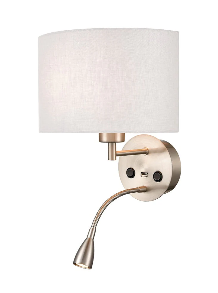 Gallic Reading Wall Bracket with USB/LED E27 + LED 
Satin Nickel - Image 6