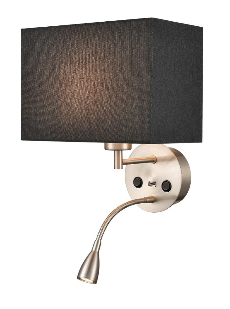 Gallic Reading Wall Bracket with USB/LED E27 + LED 
Satin Nickel - Image 9