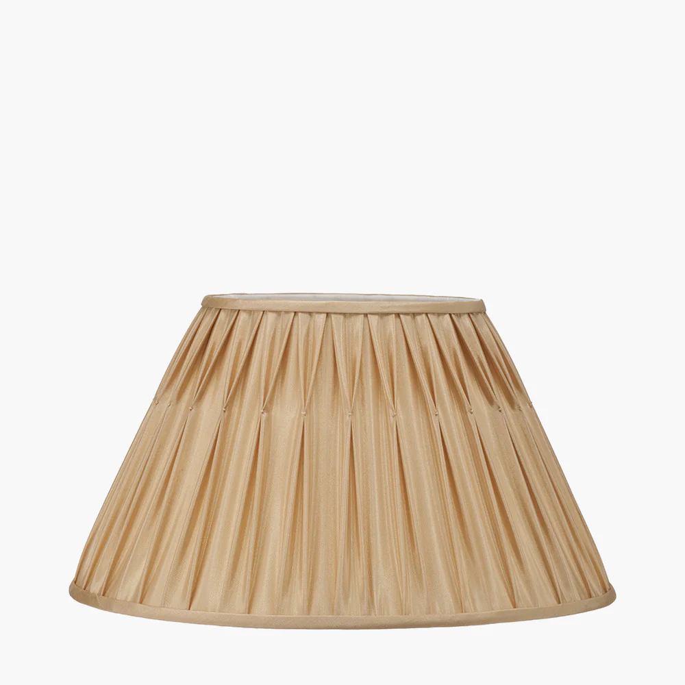 Garbo 45cm Silk Mix Pinch Pleat Lampshade - Cream/Gold - Image 2