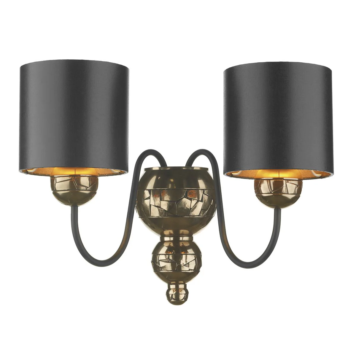 Garbo Double Wall Bracket Pewter complete with Black Polished Pewter/Polished Bronze - Image 2