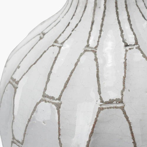 Gaudi Stoneware Geometric Vase - White Finish - Image 4