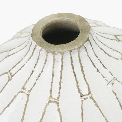 Gaudi Stoneware Geometric Vase - White Finish - Image 5