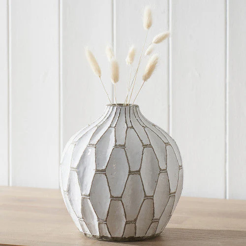 Gaudi Stoneware Geometric Vase - White Finish - Image 7
