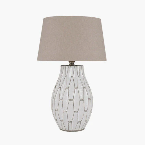 Gaudi White Stoneware Geometric Table Lamp  - Base Only - Image 3