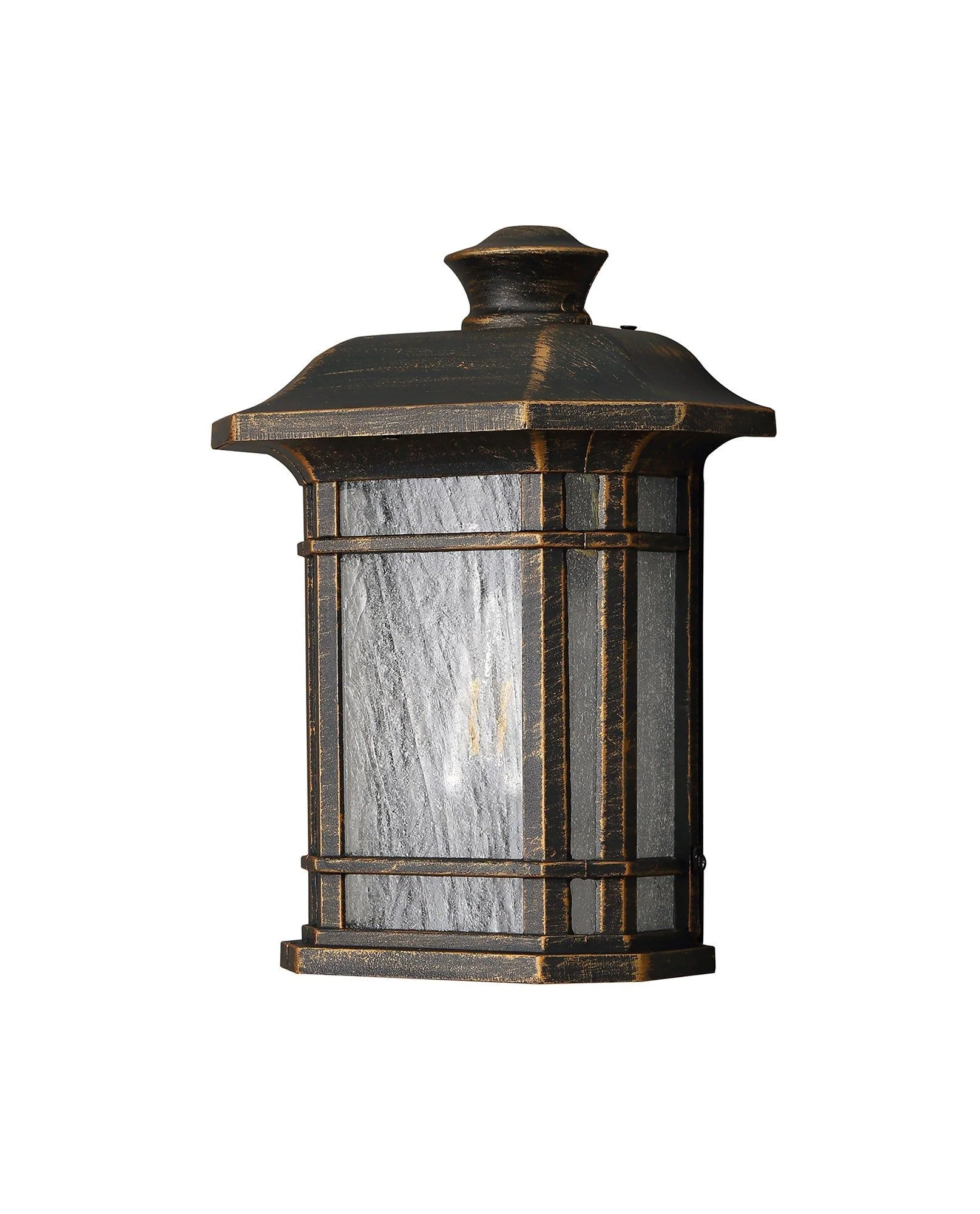 Gavyn Half Wall Lamp, 1 x E27, Brushed Black Gold/Seeded Glass, IP54, 2yrs Warranty - Image 10