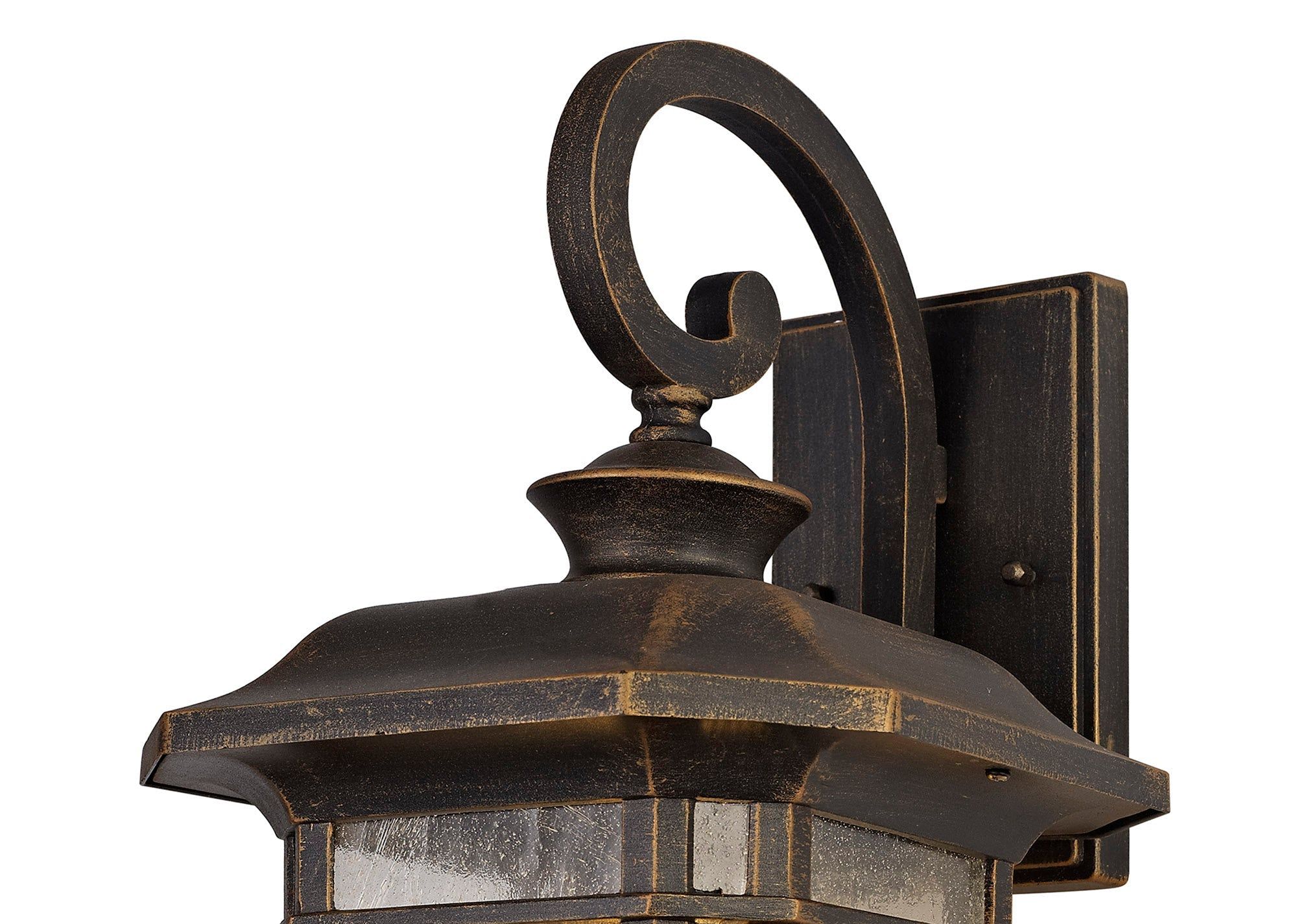 Gavyn Half Wall Lamp, 1 x E27, Brushed Black Gold/Seeded Glass, IP54, 2yrs Warranty - Image 3