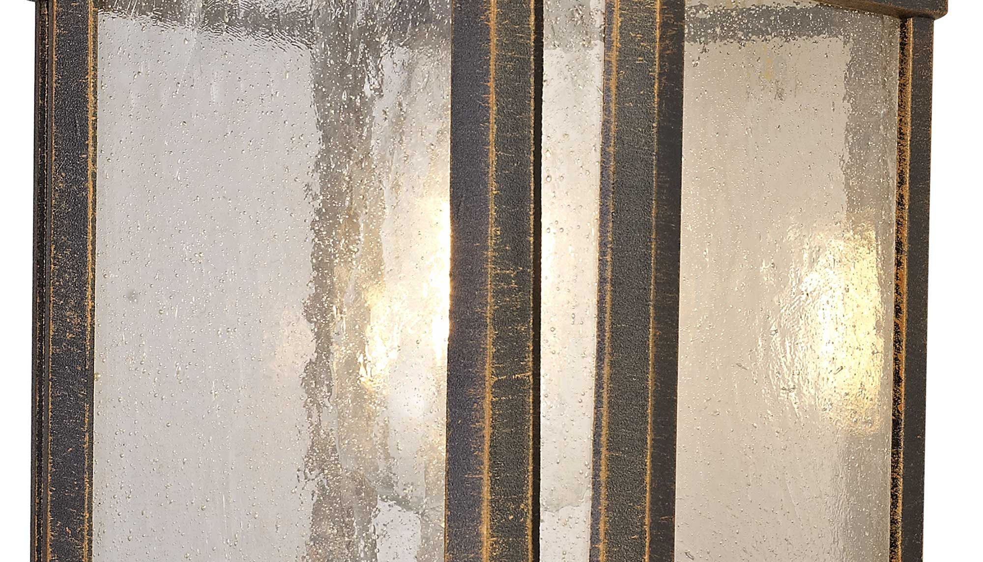 Gavyn Half Wall Lamp, 1 x E27, Brushed Black Gold/Seeded Glass, IP54, 2yrs Warranty - Image 4