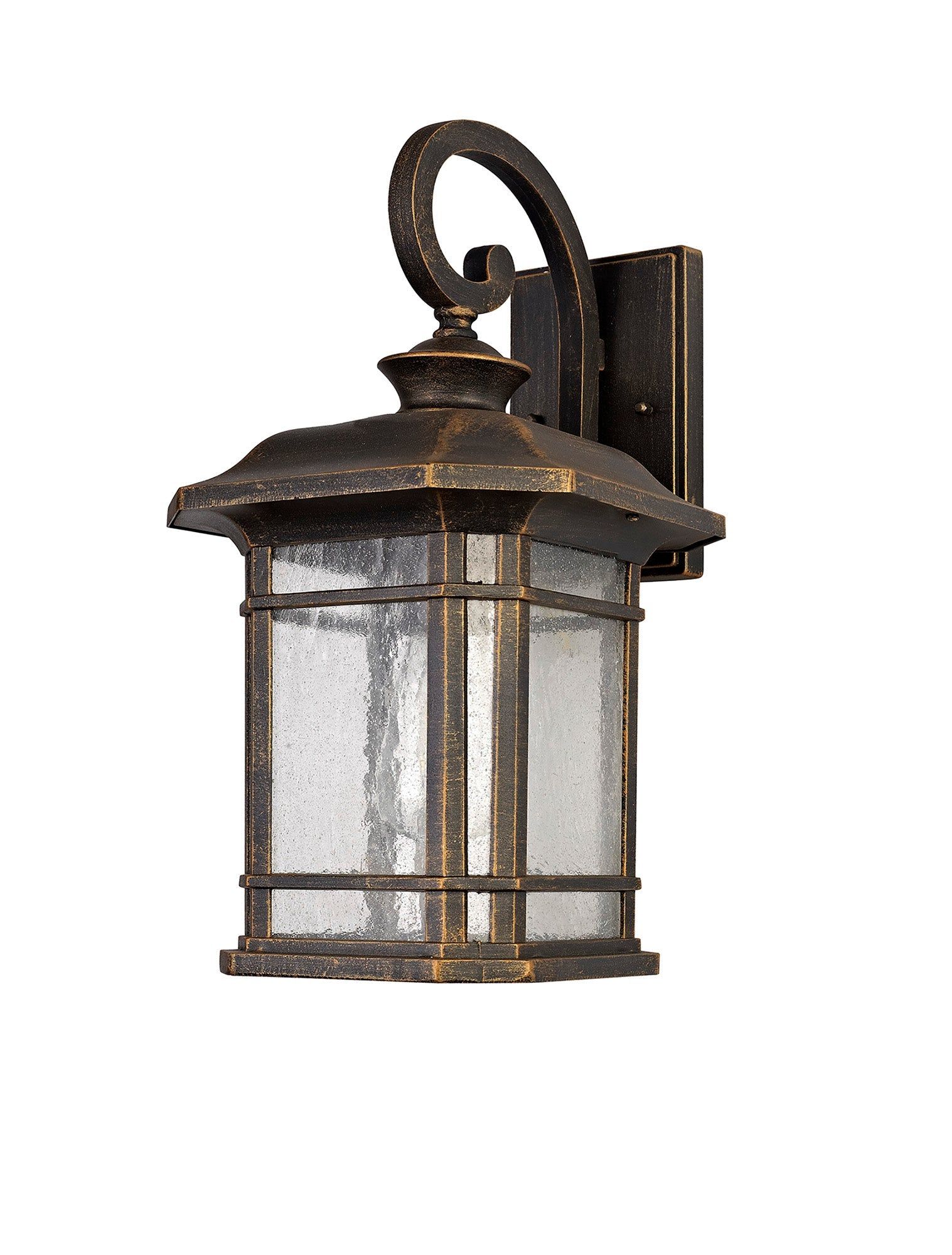 Gavyn Half Wall Lamp, 1 x E27, Brushed Black Gold/Seeded Glass, IP54, 2yrs Warranty - Image 5