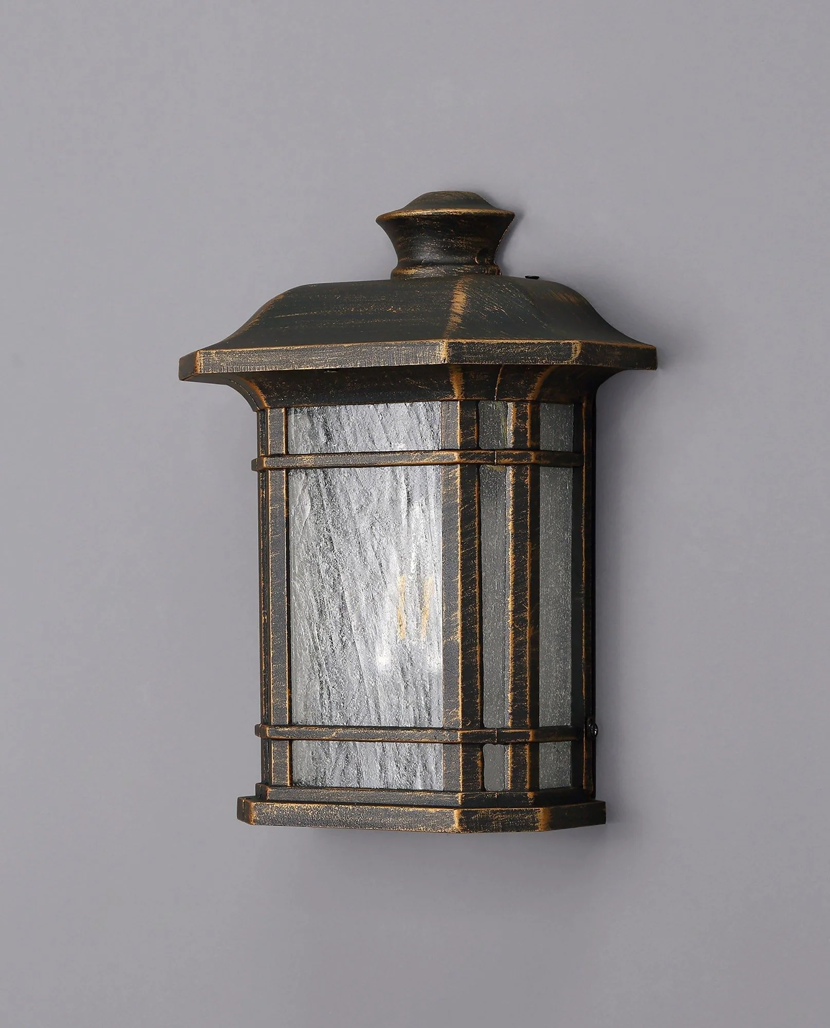 Gavyn Half Wall Lamp, 1 x E27, Brushed Black Gold/Seeded Glass, IP54, 2yrs Warranty - Image 7