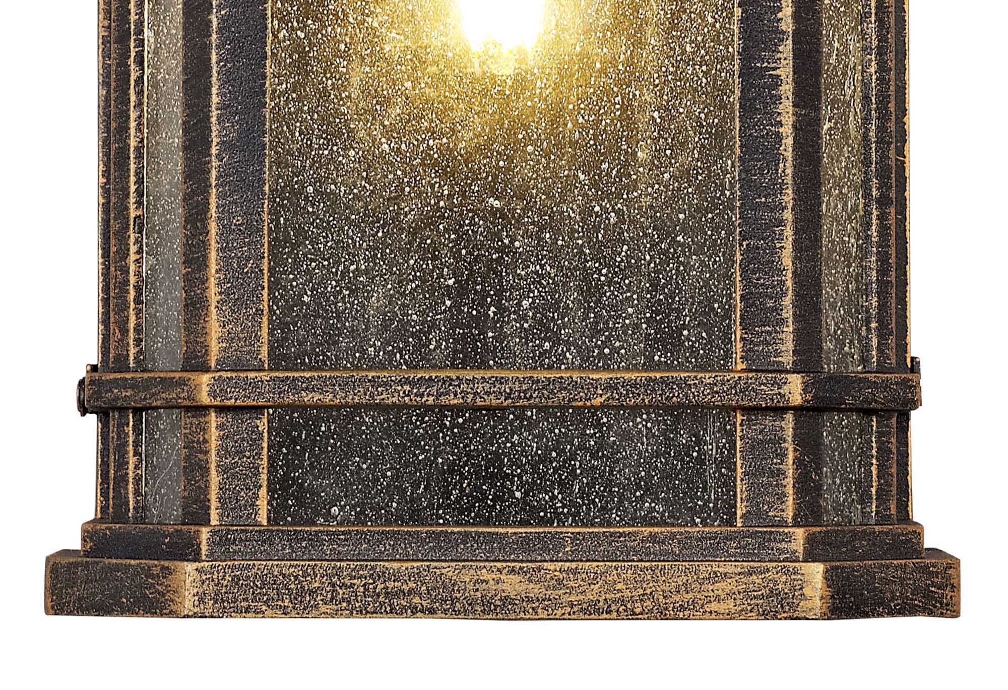 Gavyn Half Wall Lamp, 1 x E27, Brushed Black Gold/Seeded Glass, IP54, 2yrs Warranty - Image 8