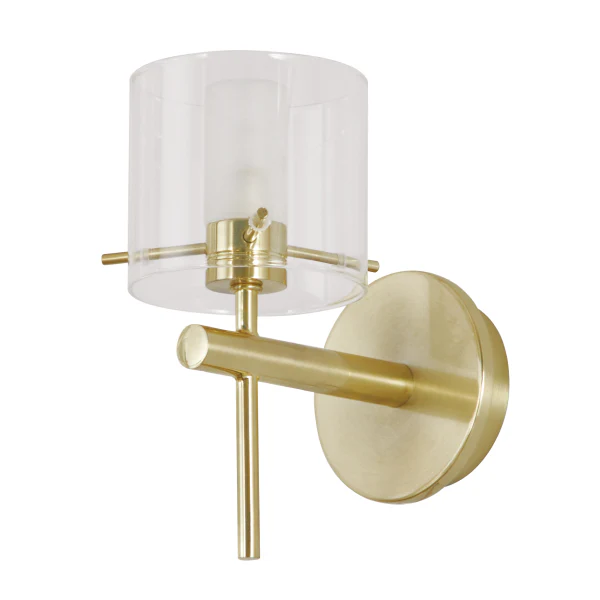 Gene Cylinder Bathroom Wall Light IP44 - Satin Brass Finish - Image 3