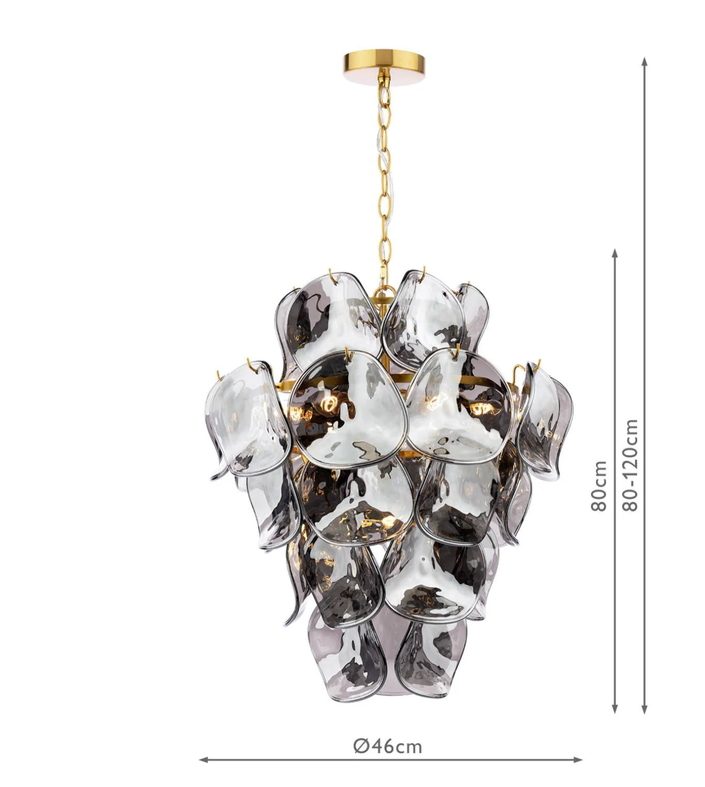 Genoa 8 Light Pendant-  Natural Brass and Smoked Glass - Image 2