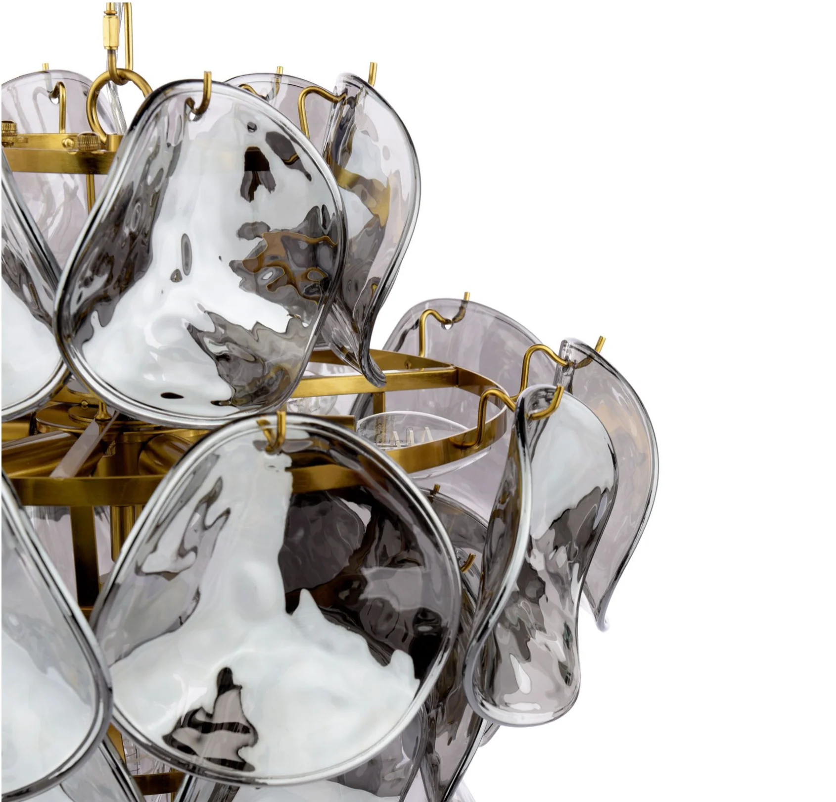 Genoa 8 Light Pendant-  Natural Brass and Smoked Glass - Image 4