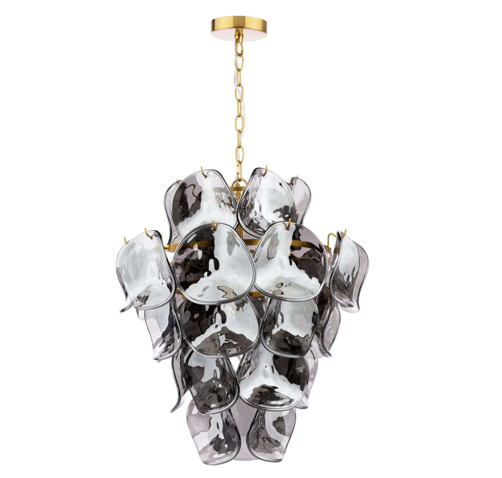 Genoa 8 Light Pendant-  Natural Brass and Smoked Glass - Image 5