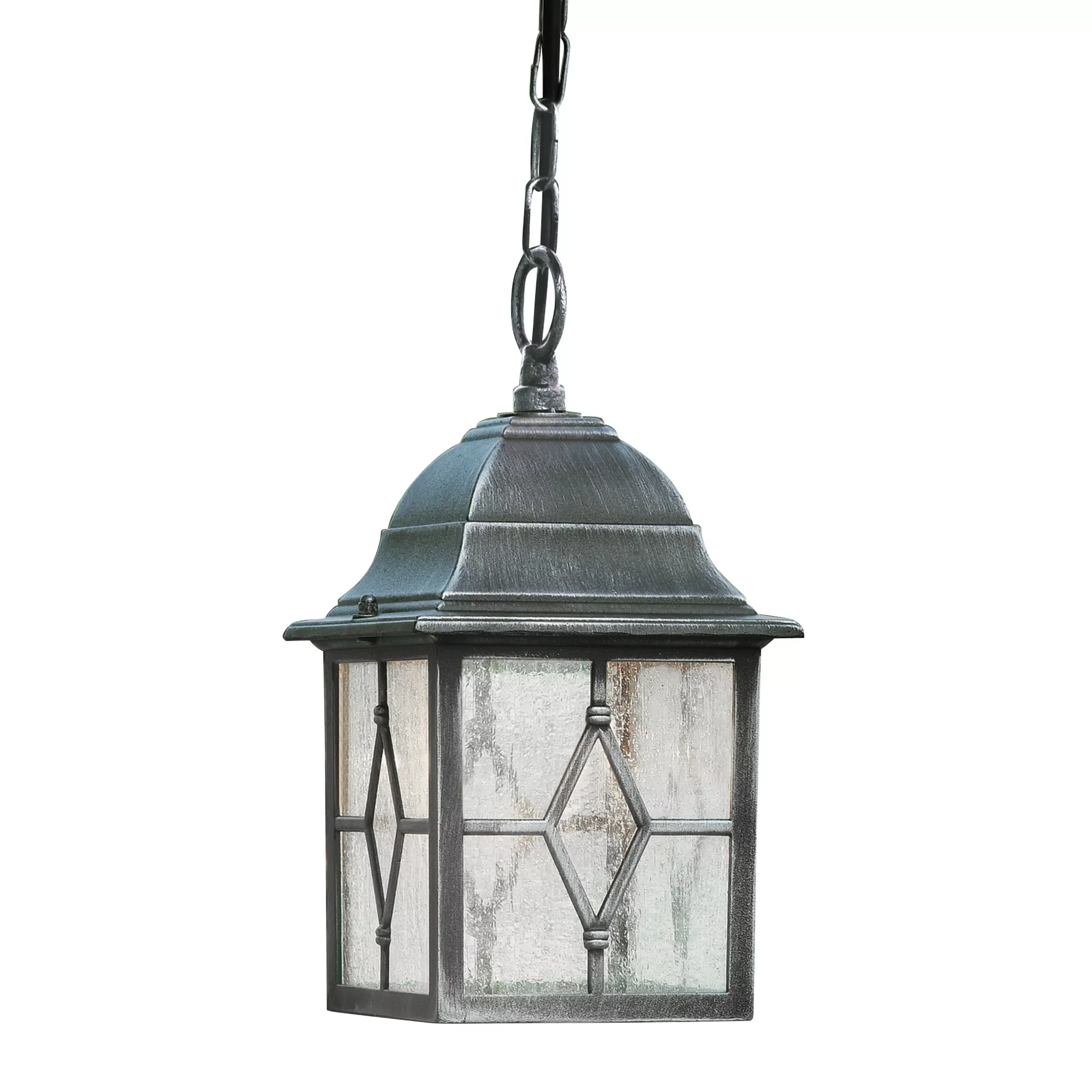 Genoa Outdoor Pendant - Black Silver Metal & Leaded Glass - Image 2