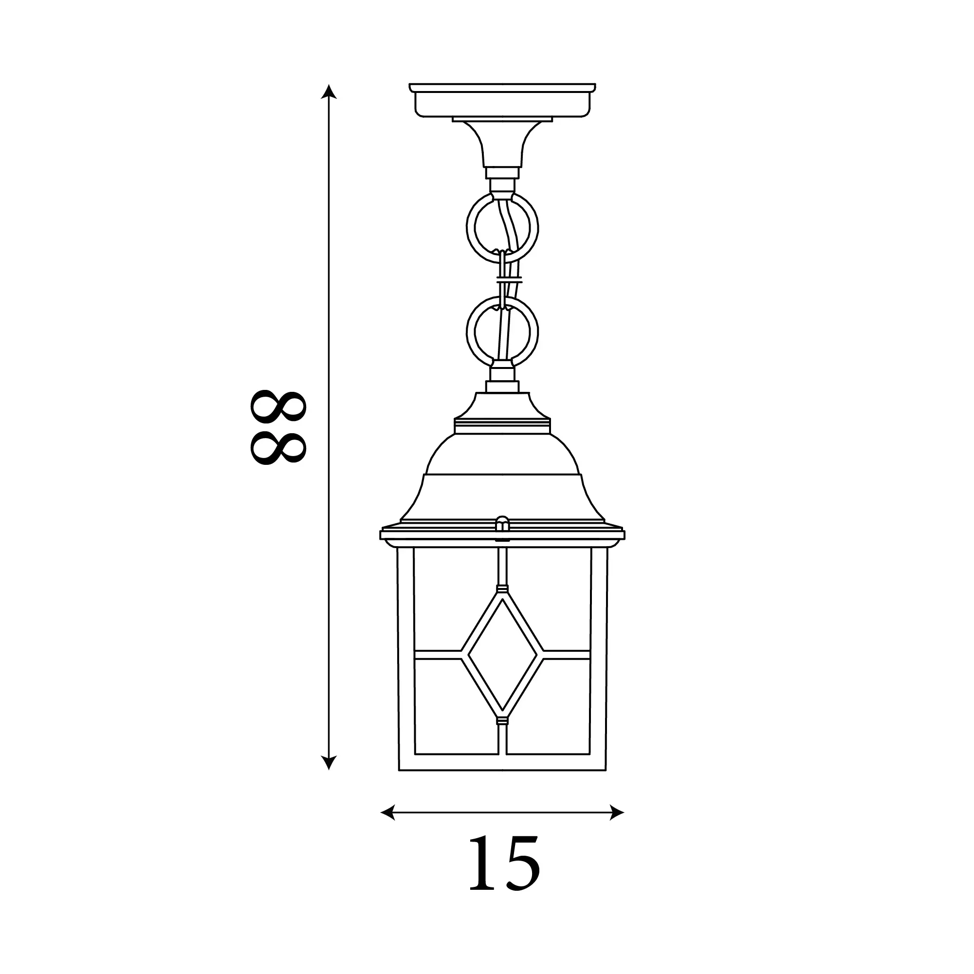Genoa Outdoor Pendant - Black Silver Metal & Leaded Glass - Image 5