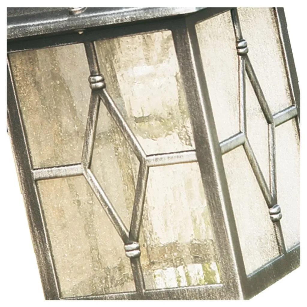 Genoa Outdoor Wall Light - Black Silver Metal & Leaded Glass - Image 3