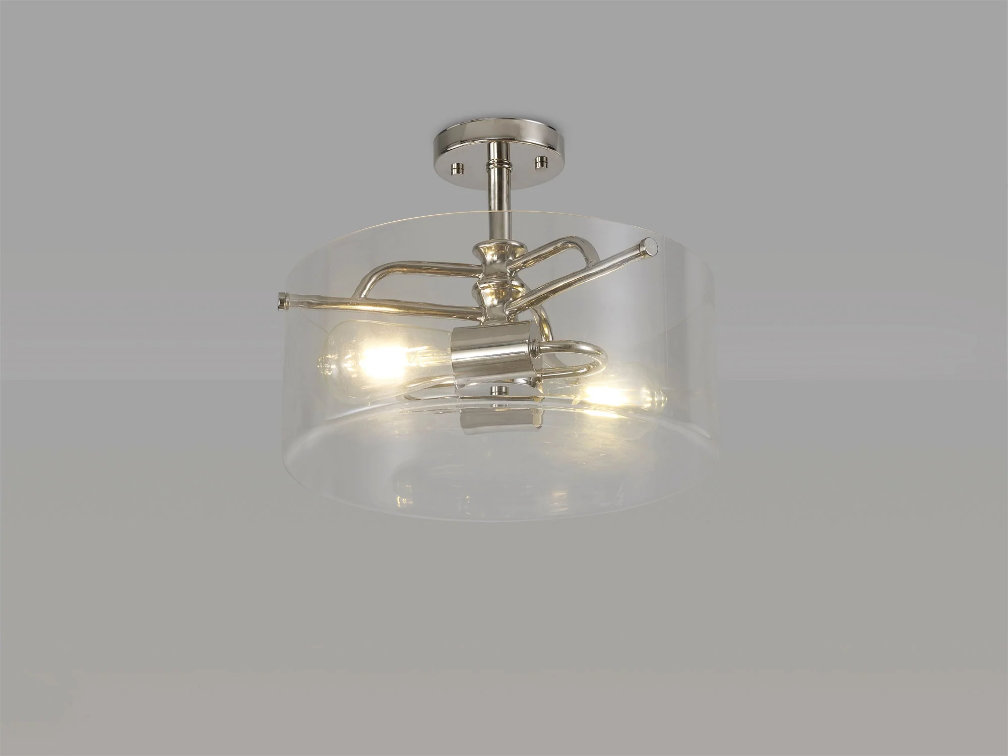 Genoa Semi Flush Ceiling Light, 2 Light - In Various Finishes & Clear Glass - Image 11