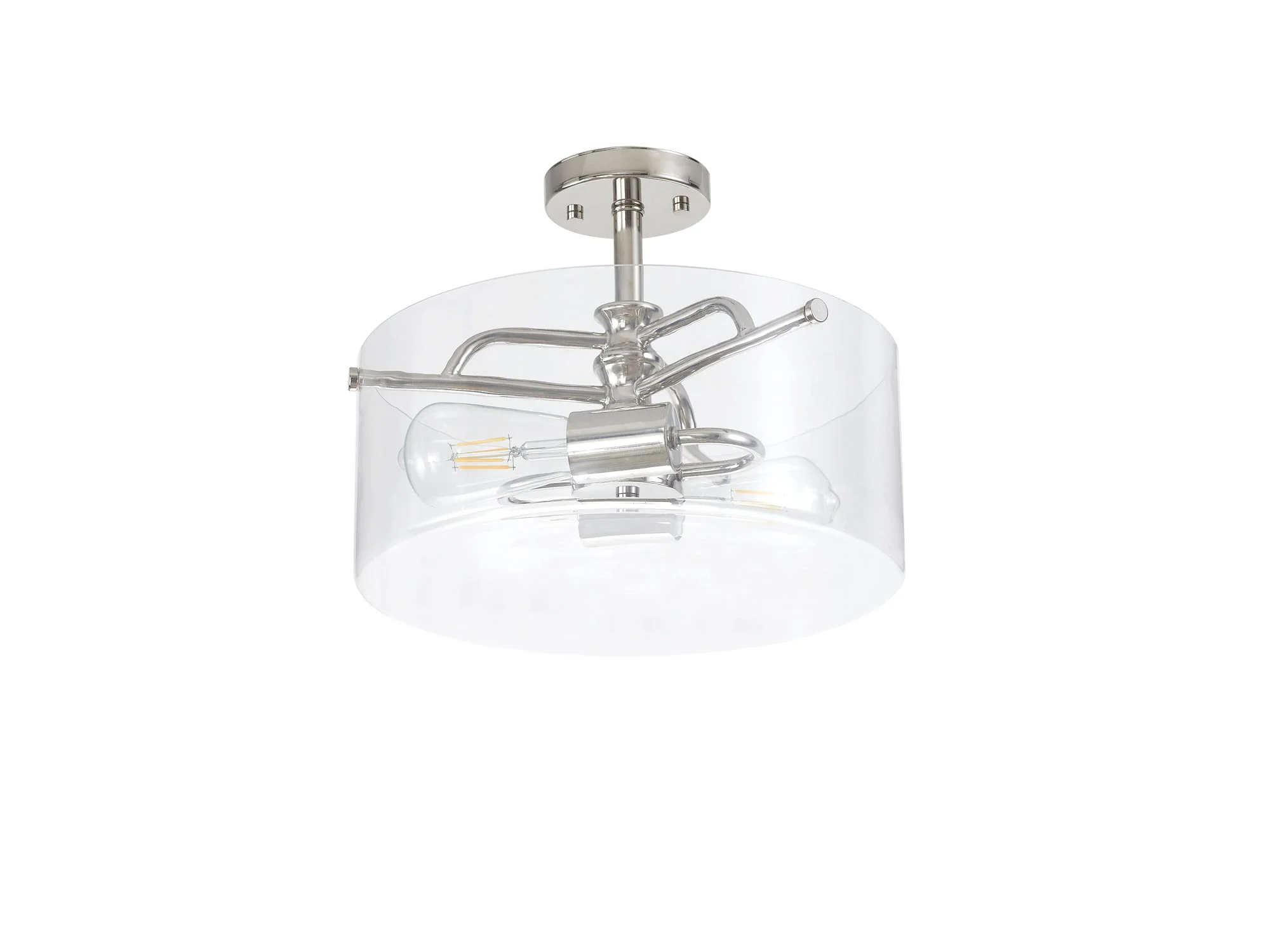 Genoa Semi Flush Ceiling Light, 2 Light - In Various Finishes & Clear Glass - Image 12
