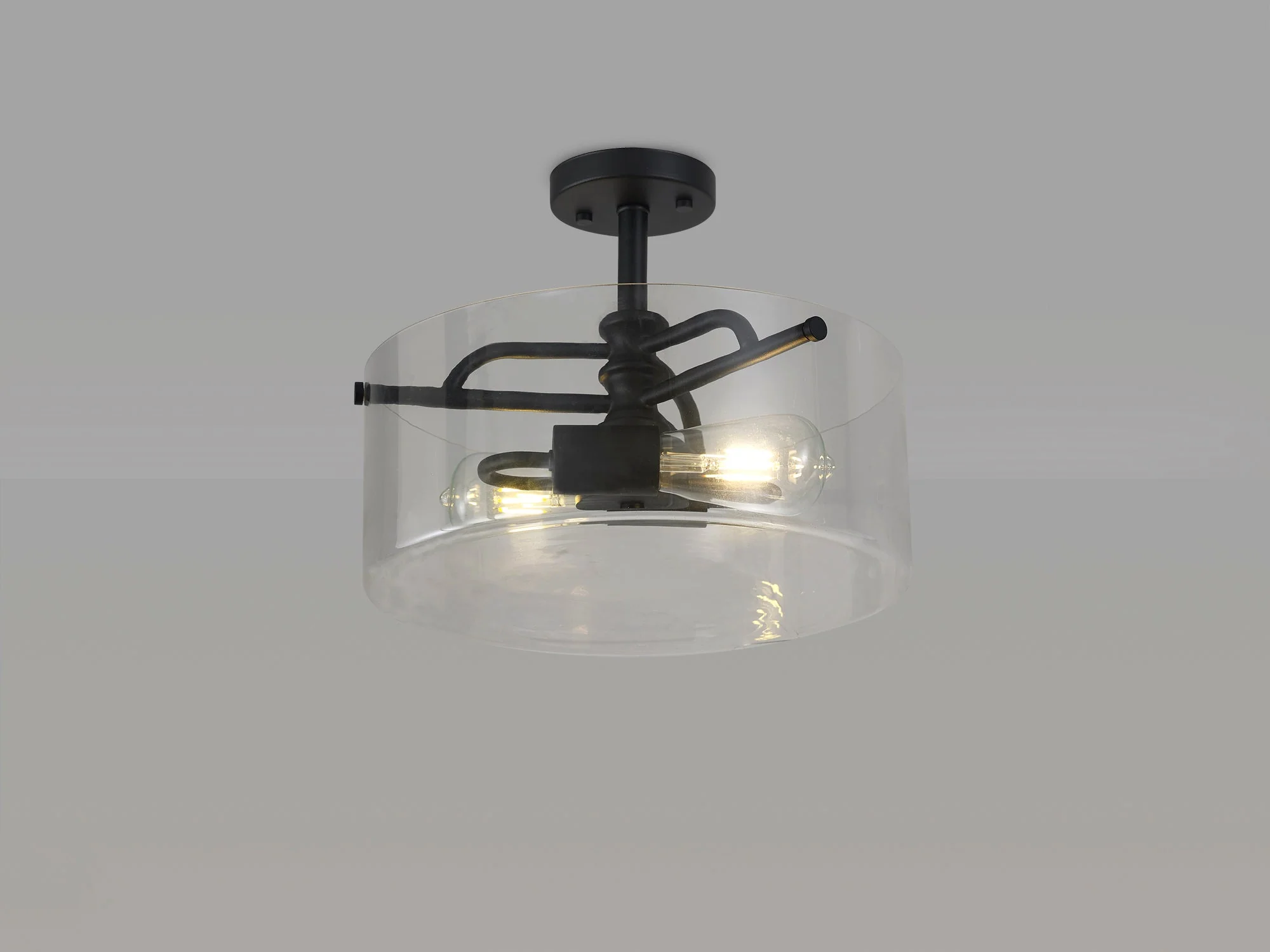 Genoa Semi Flush Ceiling Light, 2 Light - In Various Finishes & Clear Glass - Image 16