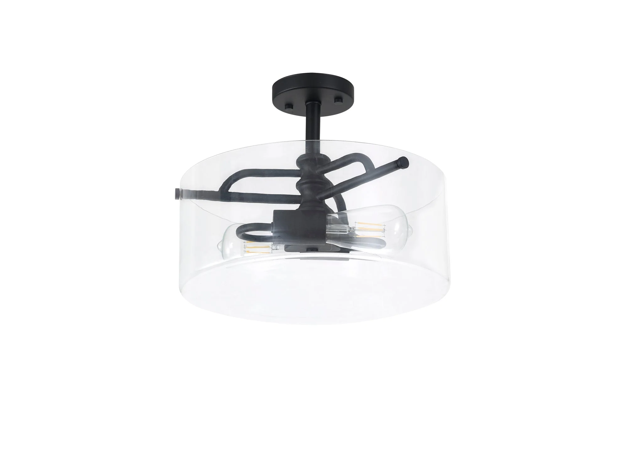 Genoa Semi Flush Ceiling Light, 2 Light - In Various Finishes & Clear Glass - Image 17