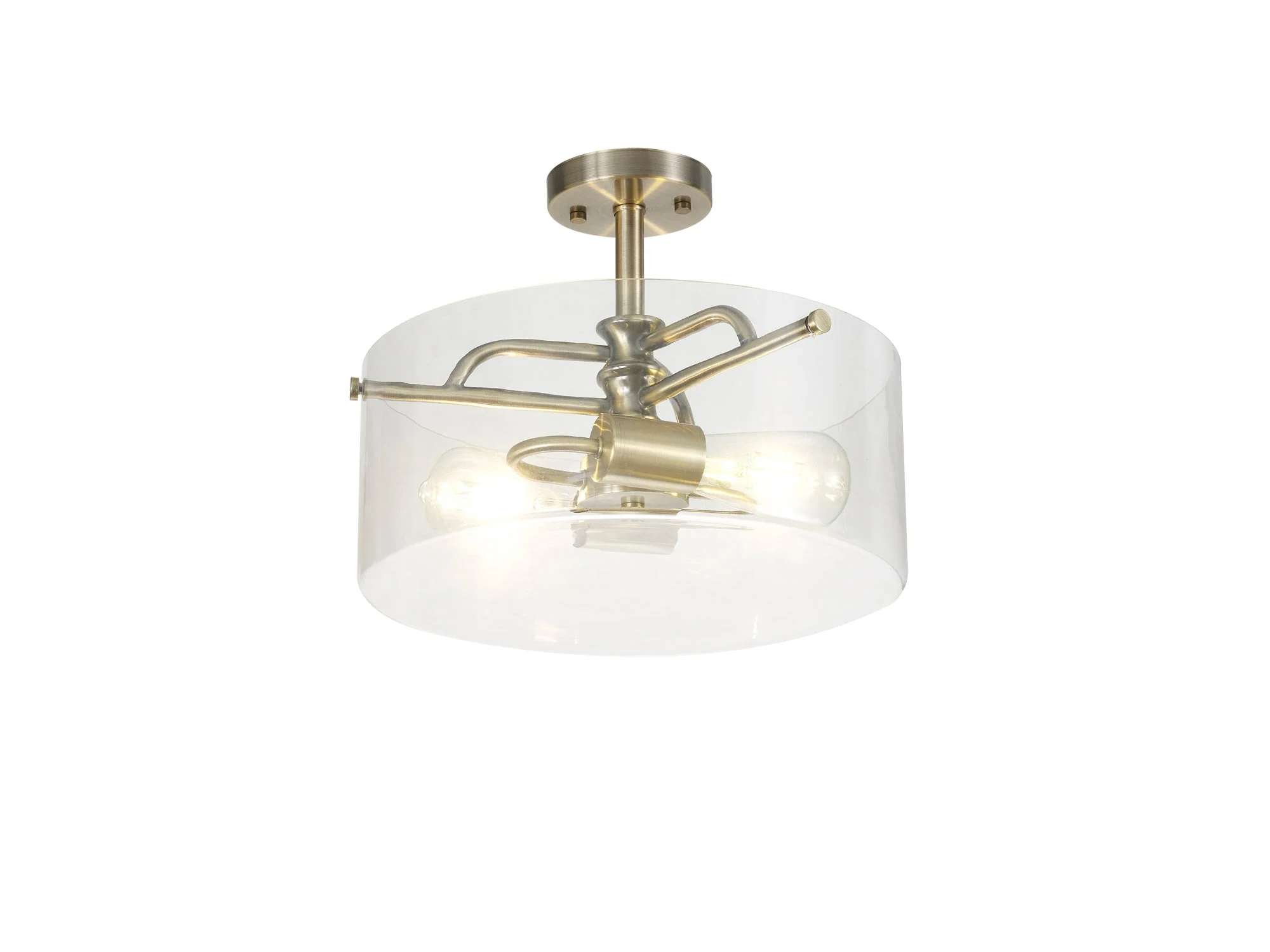 Genoa Semi Flush Ceiling Light, 2 Light - In Various Finishes & Clear Glass - Image 22