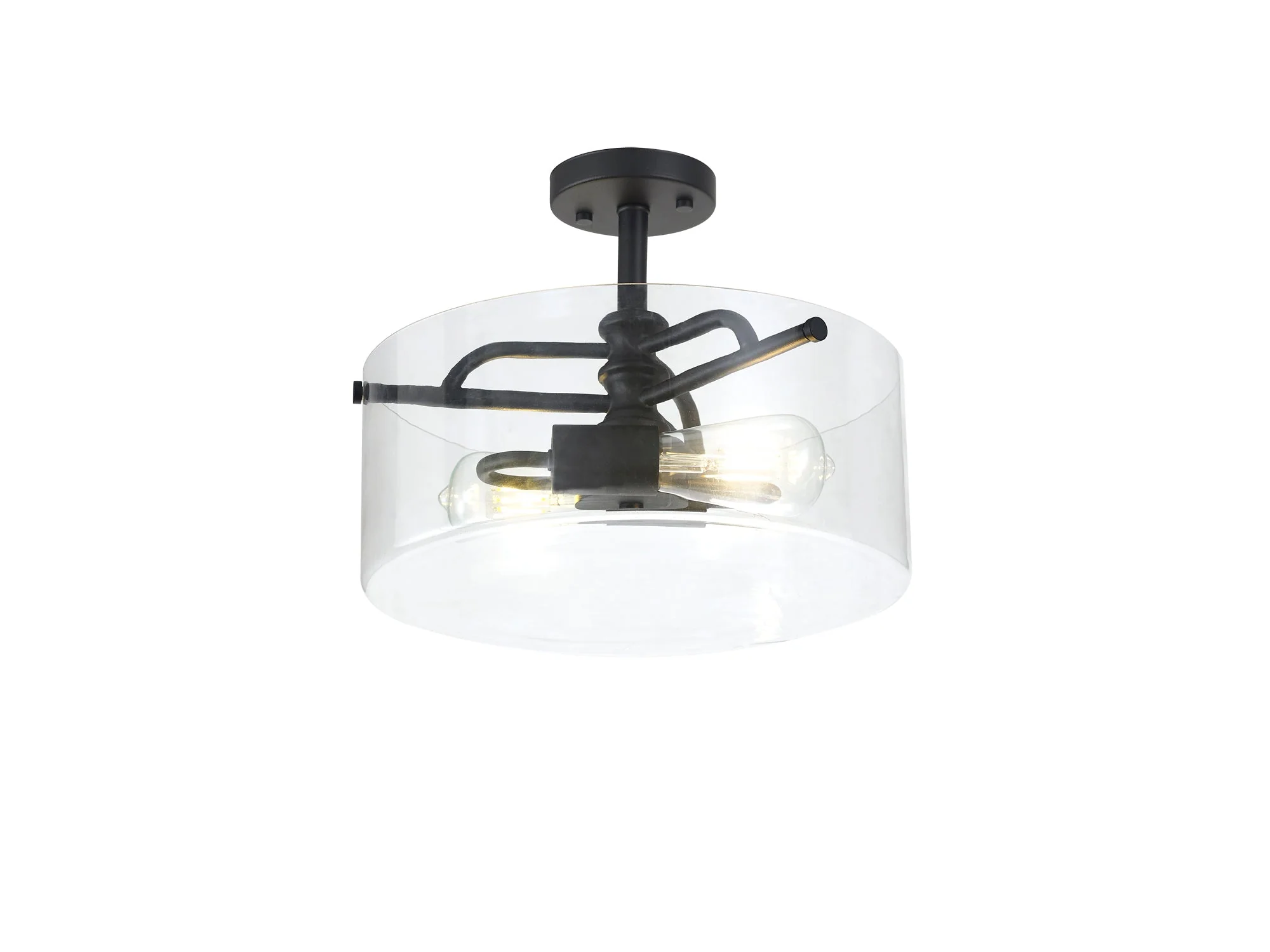Genoa Semi Flush Ceiling Light, 2 Light - In Various Finishes & Clear Glass - Image 24