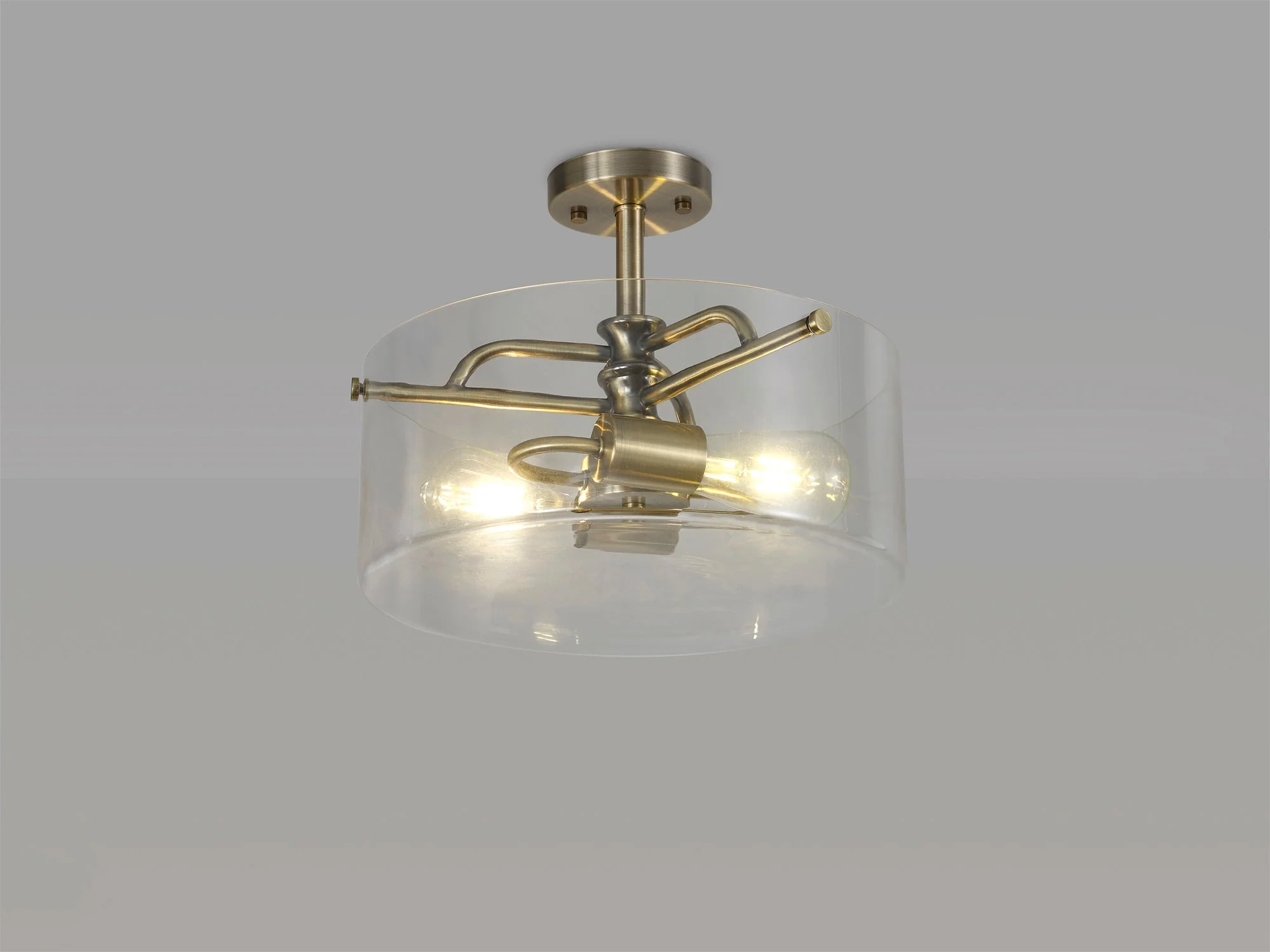 Genoa Semi Flush Ceiling Light, 2 Light - In Various Finishes & Clear Glass - Image 6
