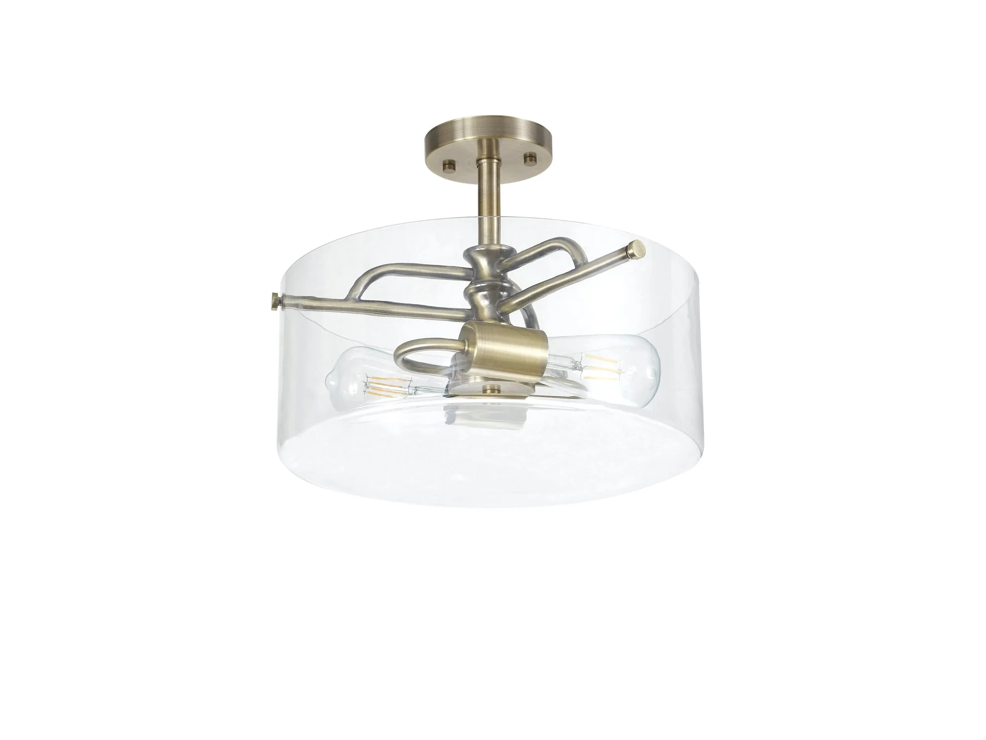 Genoa Semi Flush Ceiling Light, 2 Light - In Various Finishes & Clear Glass - Image 7