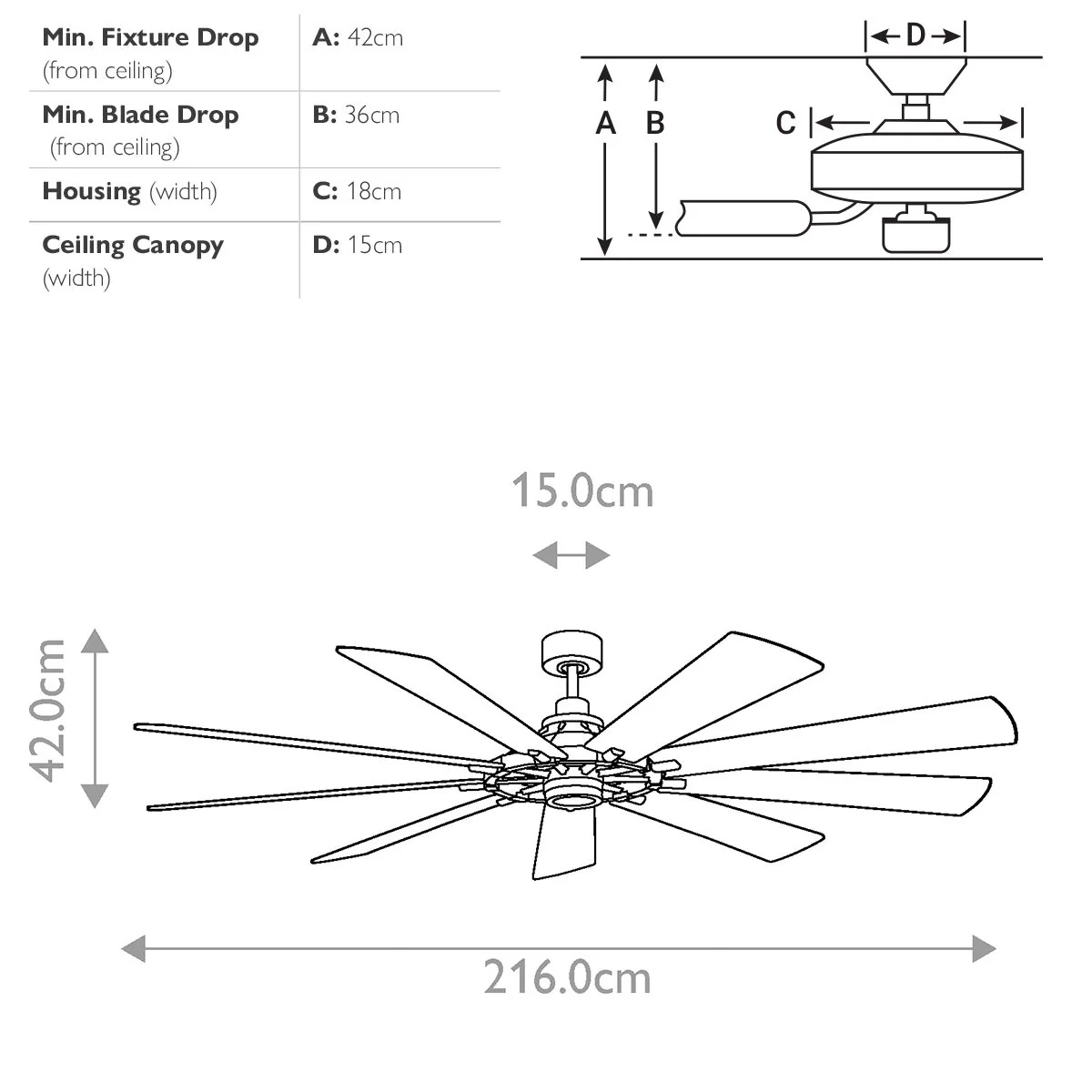 Gentry IP20 Fan - Weathered Zinc - Small and Large - Image 19